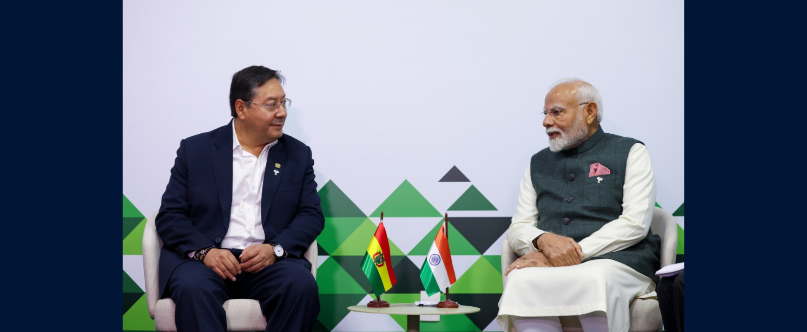 The first ever bilateral meeting between Hon'ble Prime Minister of India Shri Narendra Modi and Hon'ble President of Bolivia H.E. Luis Alberto Arce Catacora took place on the sideline of BRICS Summit on 07.07.2025.