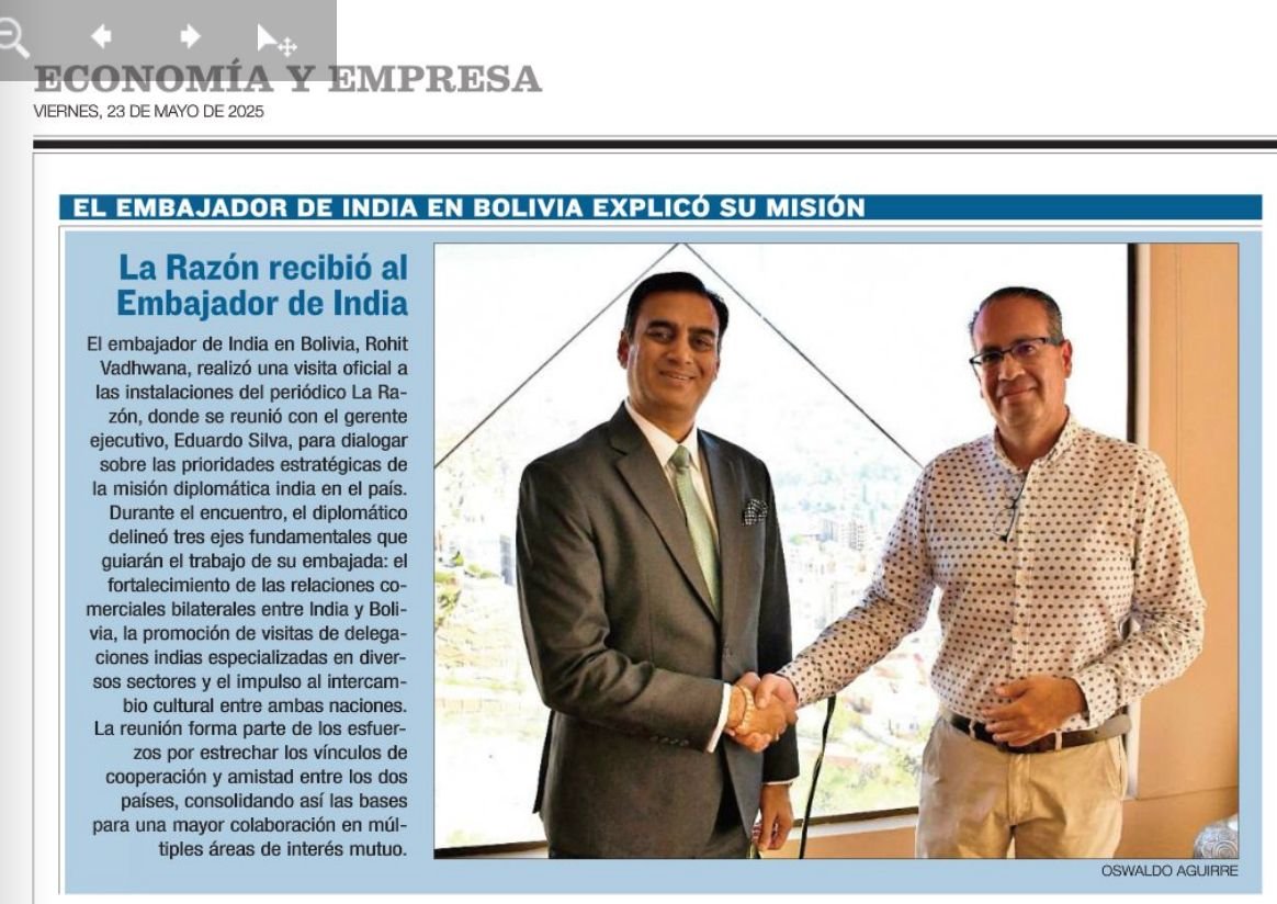 Ambassador's Interview in La Razon Newspaper on 23 May 2025