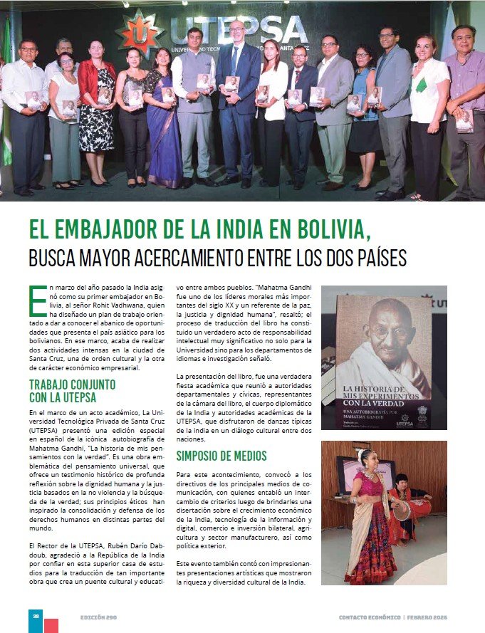Media coverage in respect of launch of hard copy of the Spanish version of Mahatma Gandhi's autobiography- Contacto Economico, February 2026 edition