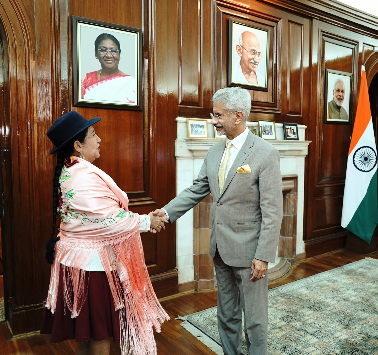 The meeting between Hon'ble EAM Dr. S Jaishankar and Ms. Celinda Sosa Lunda, Foreign Minister of Bolivia