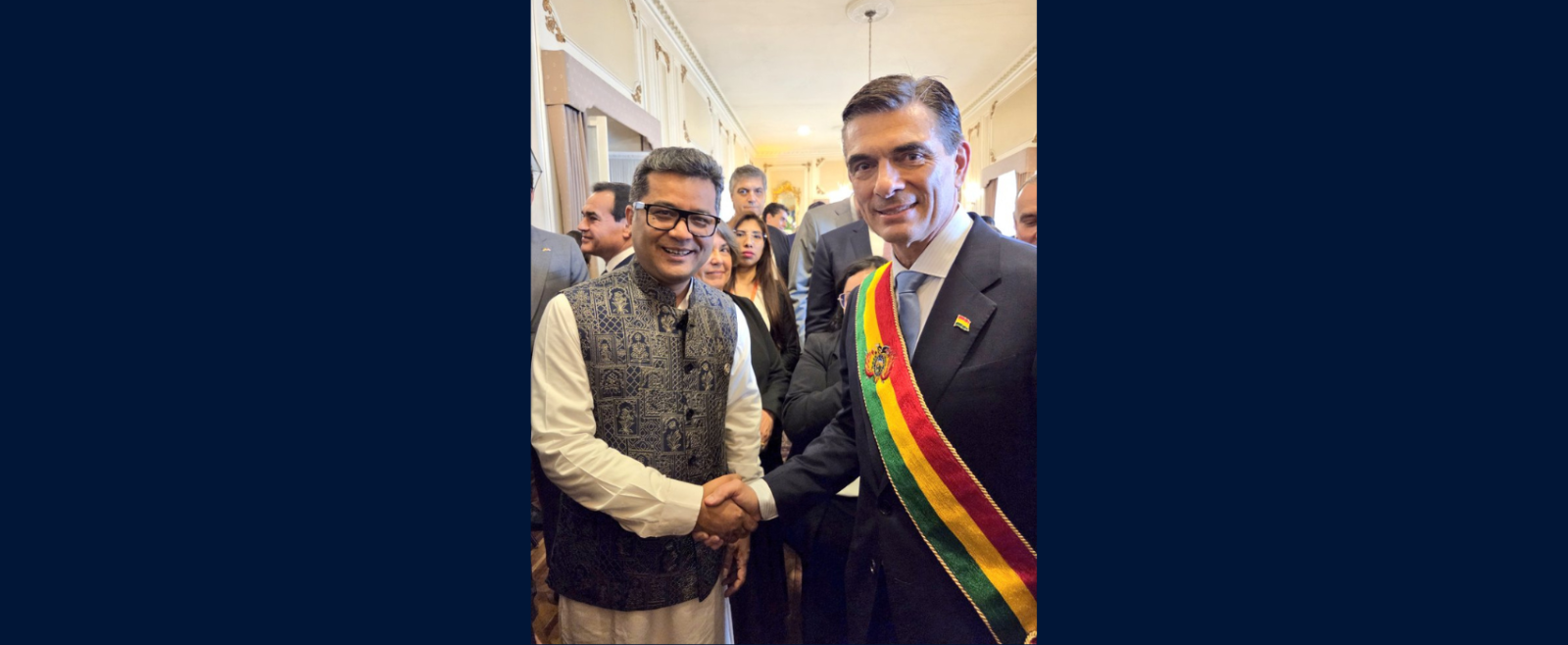 Representing the Government and People of India in the inauguration ceremony of Hon'ble President H.E. Mr. Rodrigo Paz Pereira,Hon'ble Minister of State for External Affairs and Textiles Shri Pabitra Margherita attended the official function on 08 November 2025